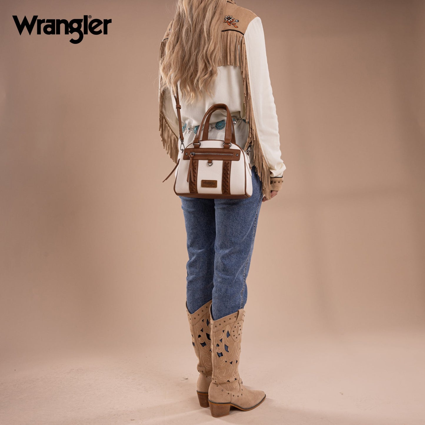 Wrangler Whipstitch Crossbody / Satchel - Cream