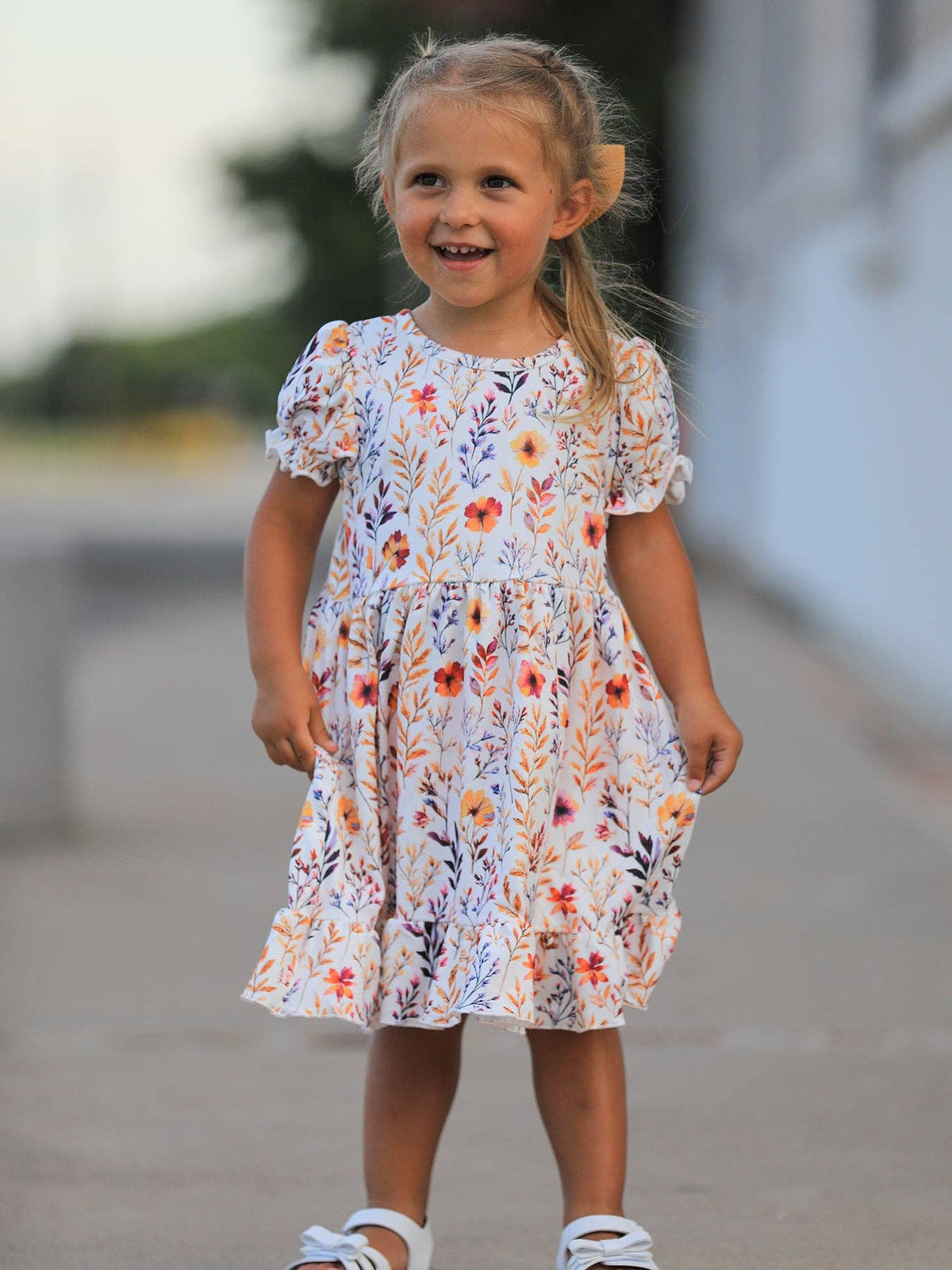 Ivory Fall Floral Twirl Dress