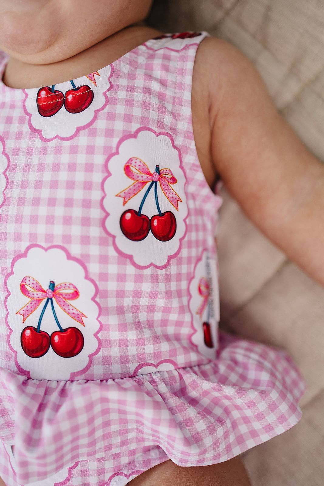 Gingham Cherry One Piece Swimmie