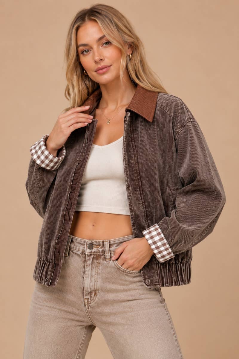 Mineral Wash  Corduroy Bomber Jacket