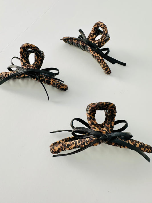 Leopard + Leather Claw Clip RTS