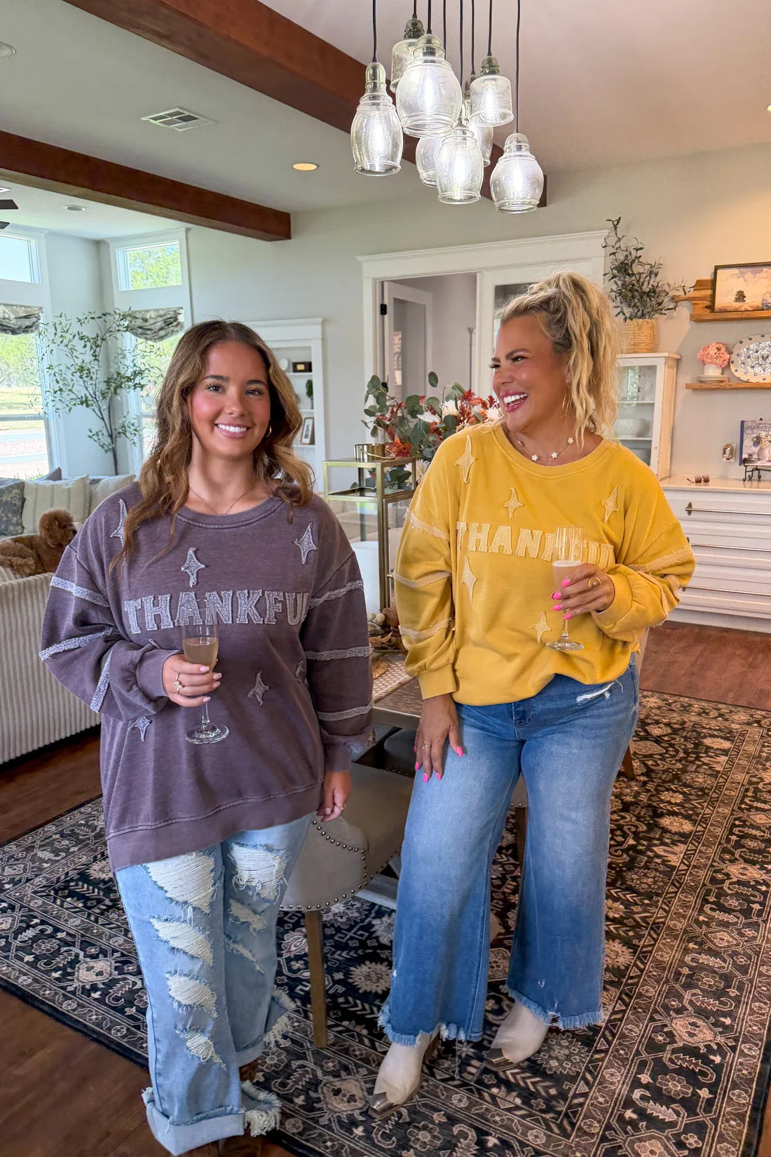 Vintage Washed Thankful Patched Unique Crew PREO