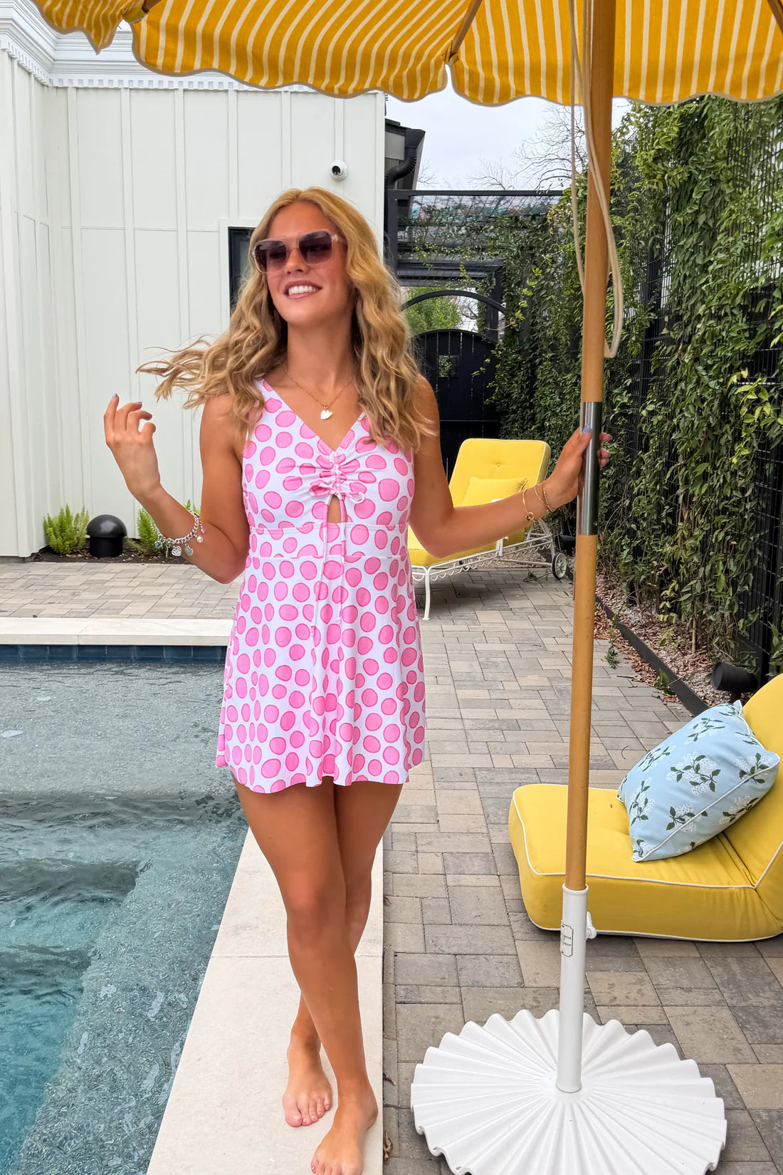 Pink Polka // Beach Town Swim Dress