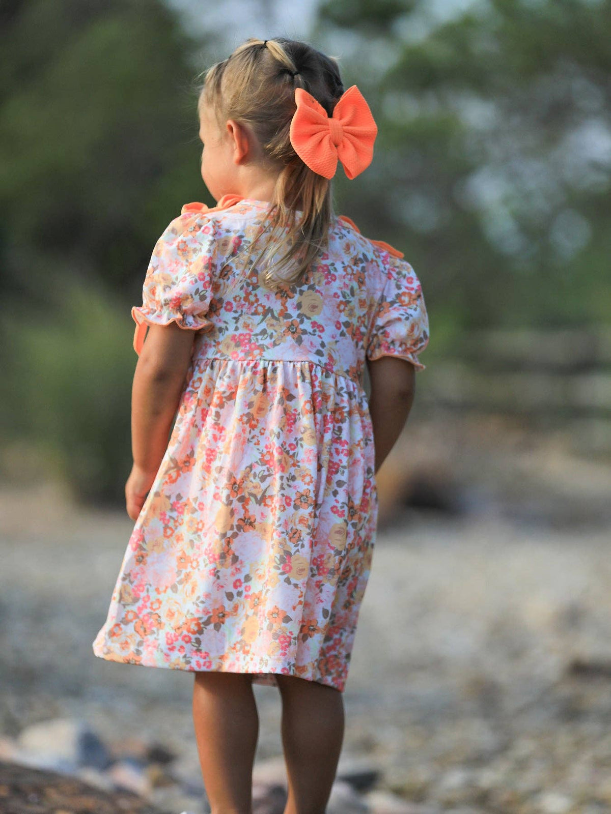 Peachy Bow Smocked Floral Dress