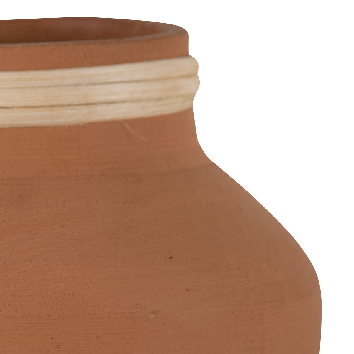 Hand Thrown Terracotta & Rattan Vase