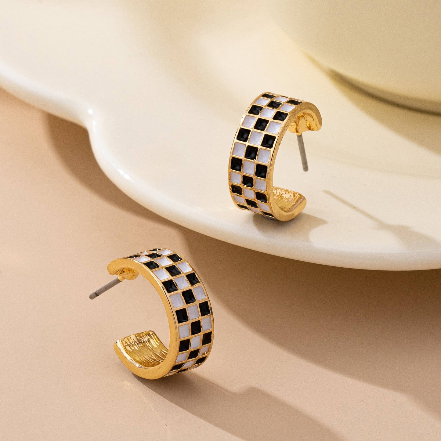 Checker Mini Hoop Earrings