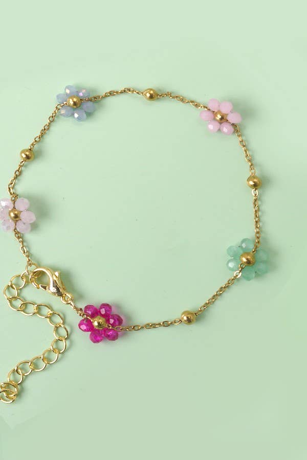 Summer Multi-Beaded Flower Charm Bracelets