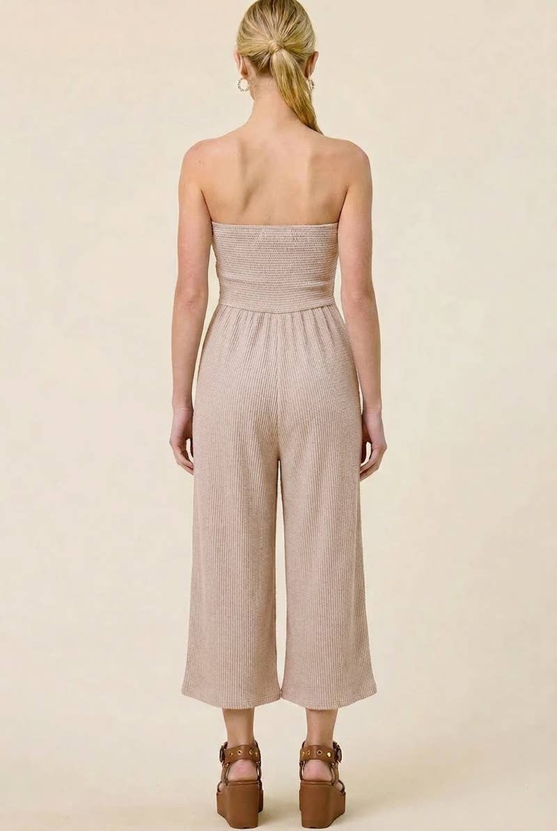 Solid Color Strapless Knotted Beachfront Jumper w/ Pockets