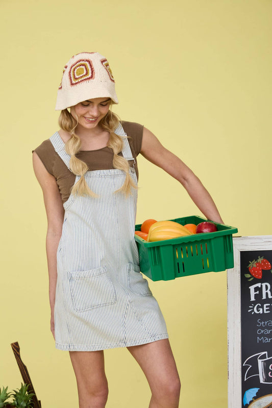 Maria Striped Denim Overall Dress