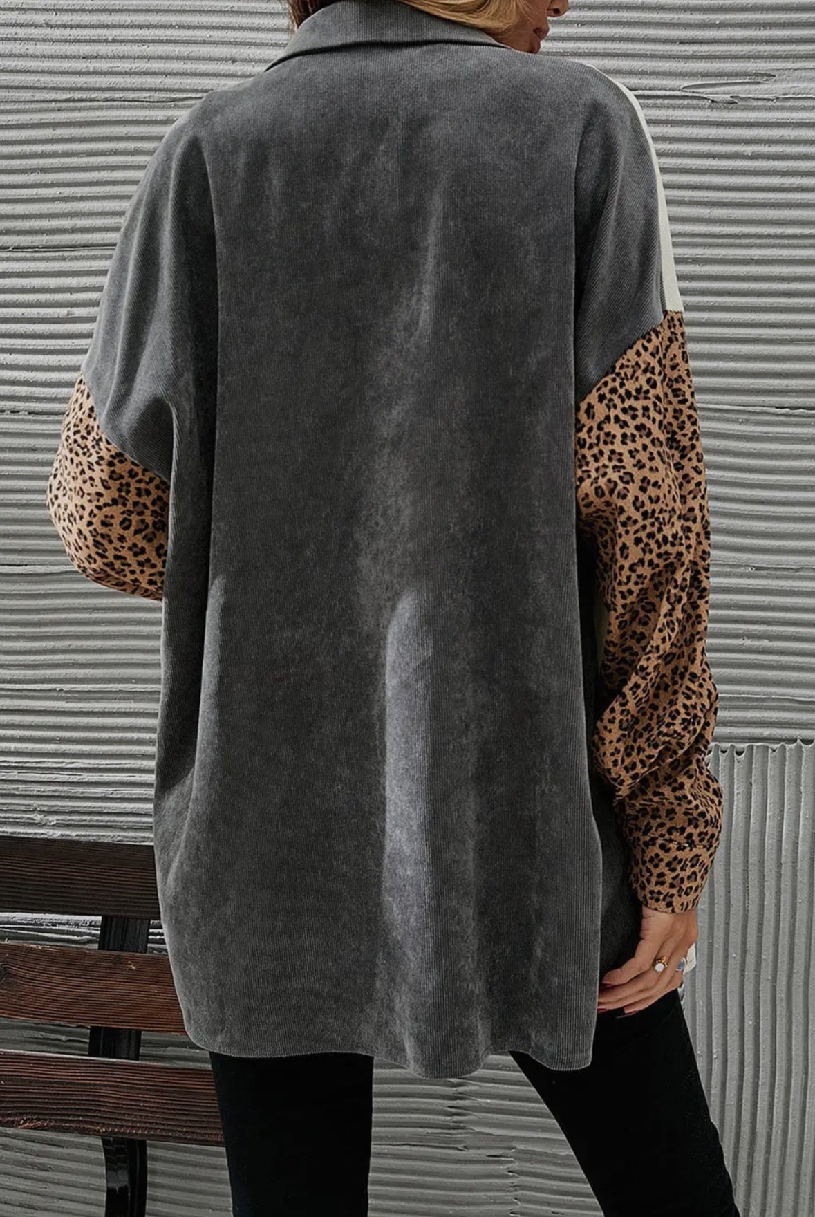 Cool It Corduroy Colorblock Leopard Shacket