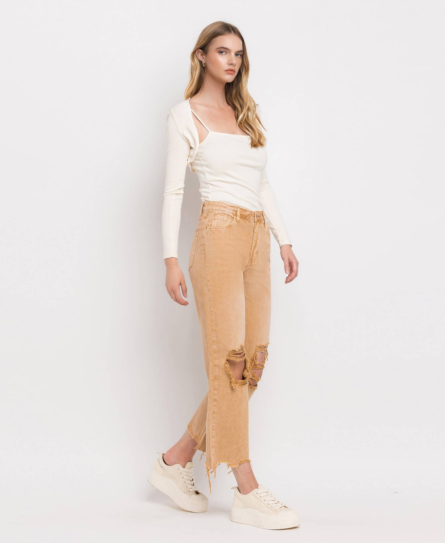 90'S Vintage Super High-Rise Crop Flares