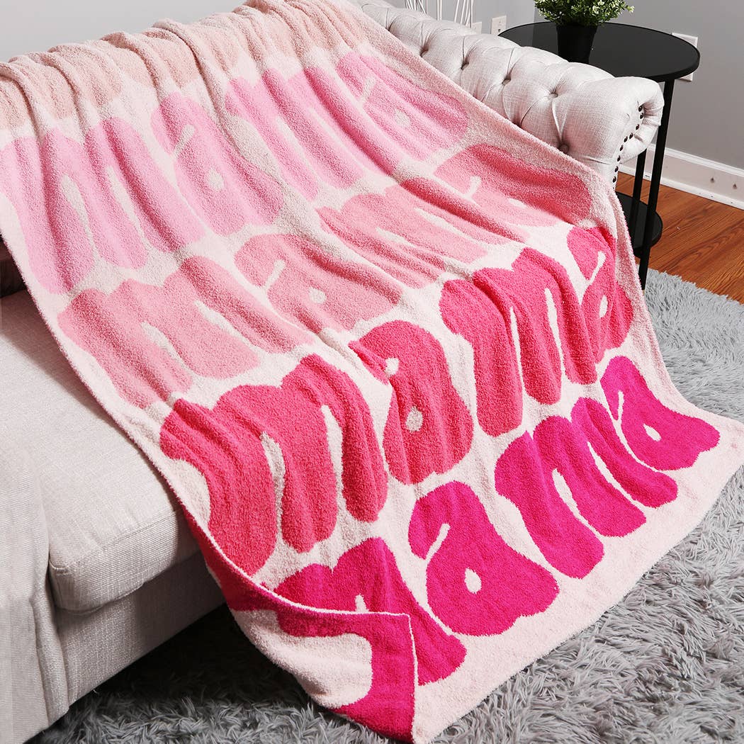 Mama Colorful Typography Luxe Throw