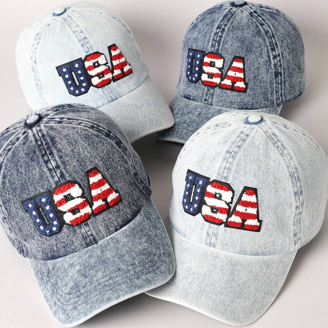 USA Letter Chenille Patch Baseball Cap Hat
