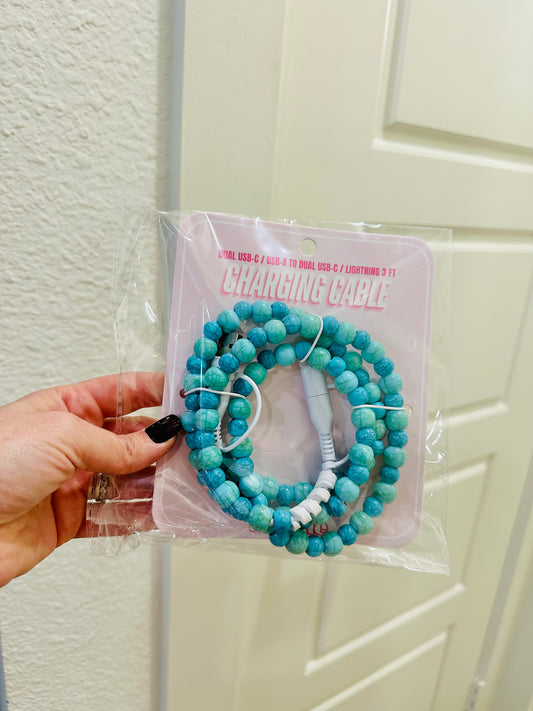 Turquoise Alternating Crackle Beaded Chargers RTS