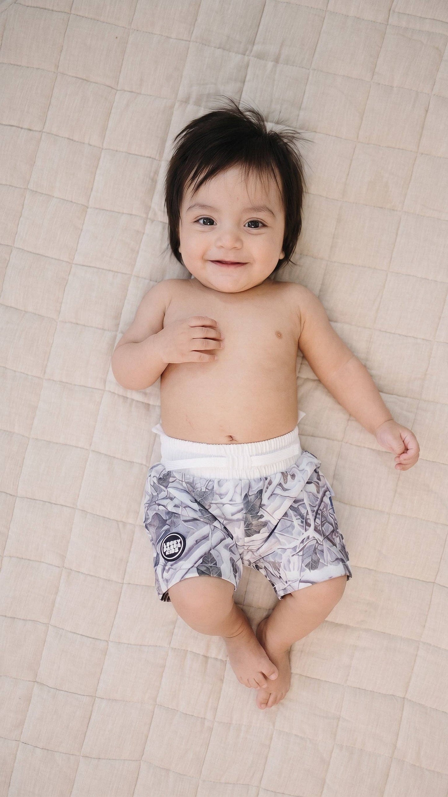 Levitt Light Wash Camo Swim Trunks
