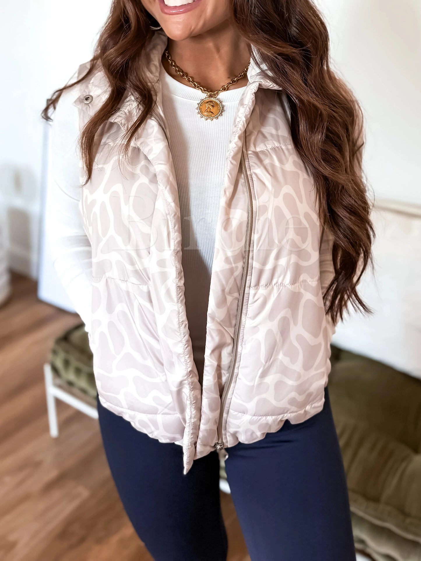 Miah Ivory Duck Camo Puffer Vest
