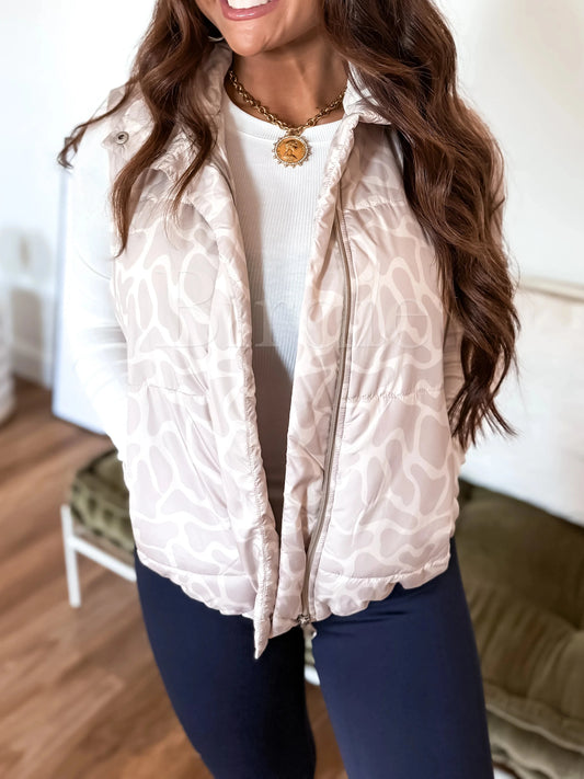 Miah Ivory Duck Camo Puffer Vest