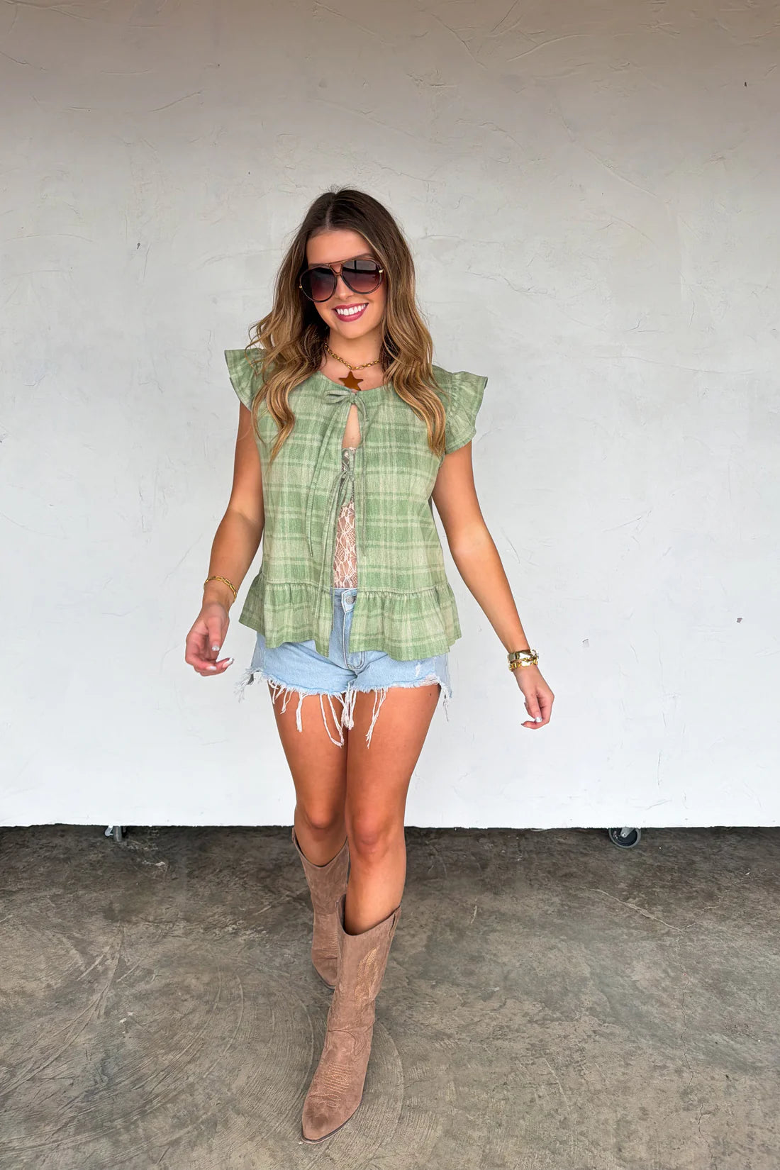 Tia Tie Front Denim Vest PRE