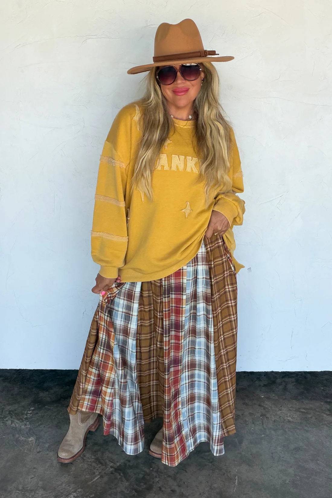Vintage Washed Thankful Patched Unique Crew PREO