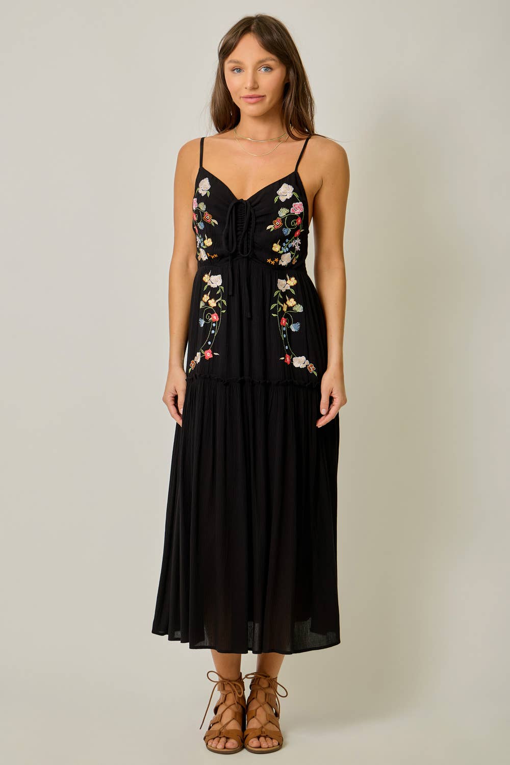 Danielle Embroidered Boho Midi Dress