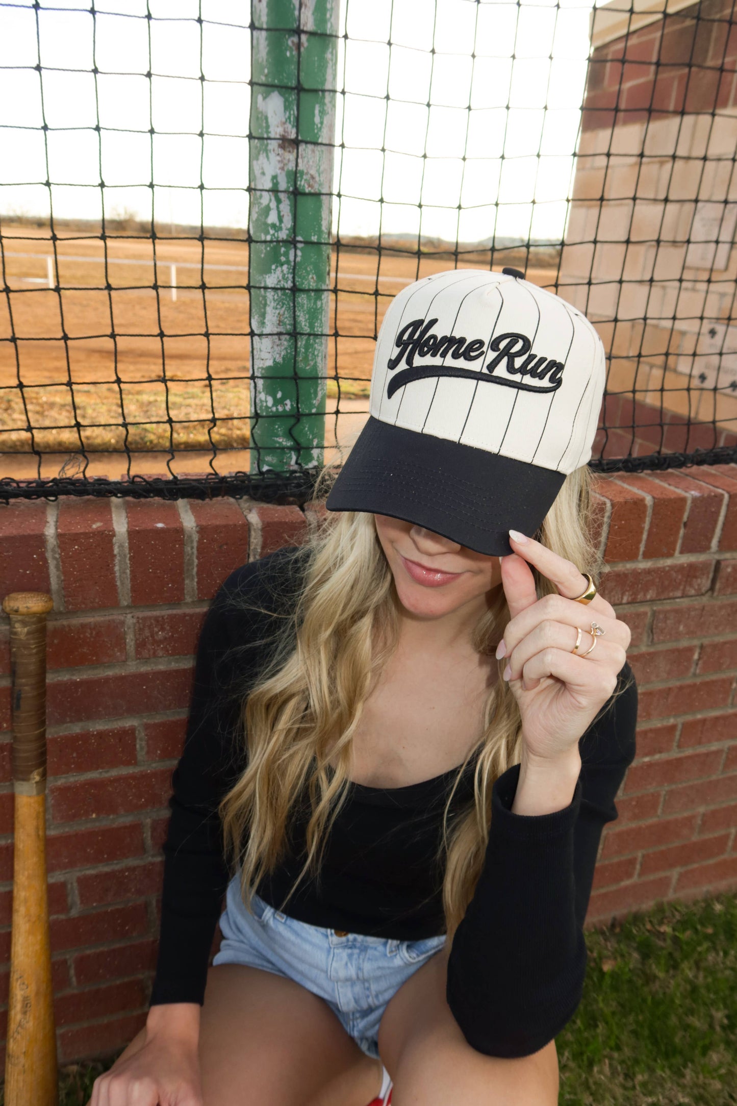 Black Home Run Pinstripe Cap