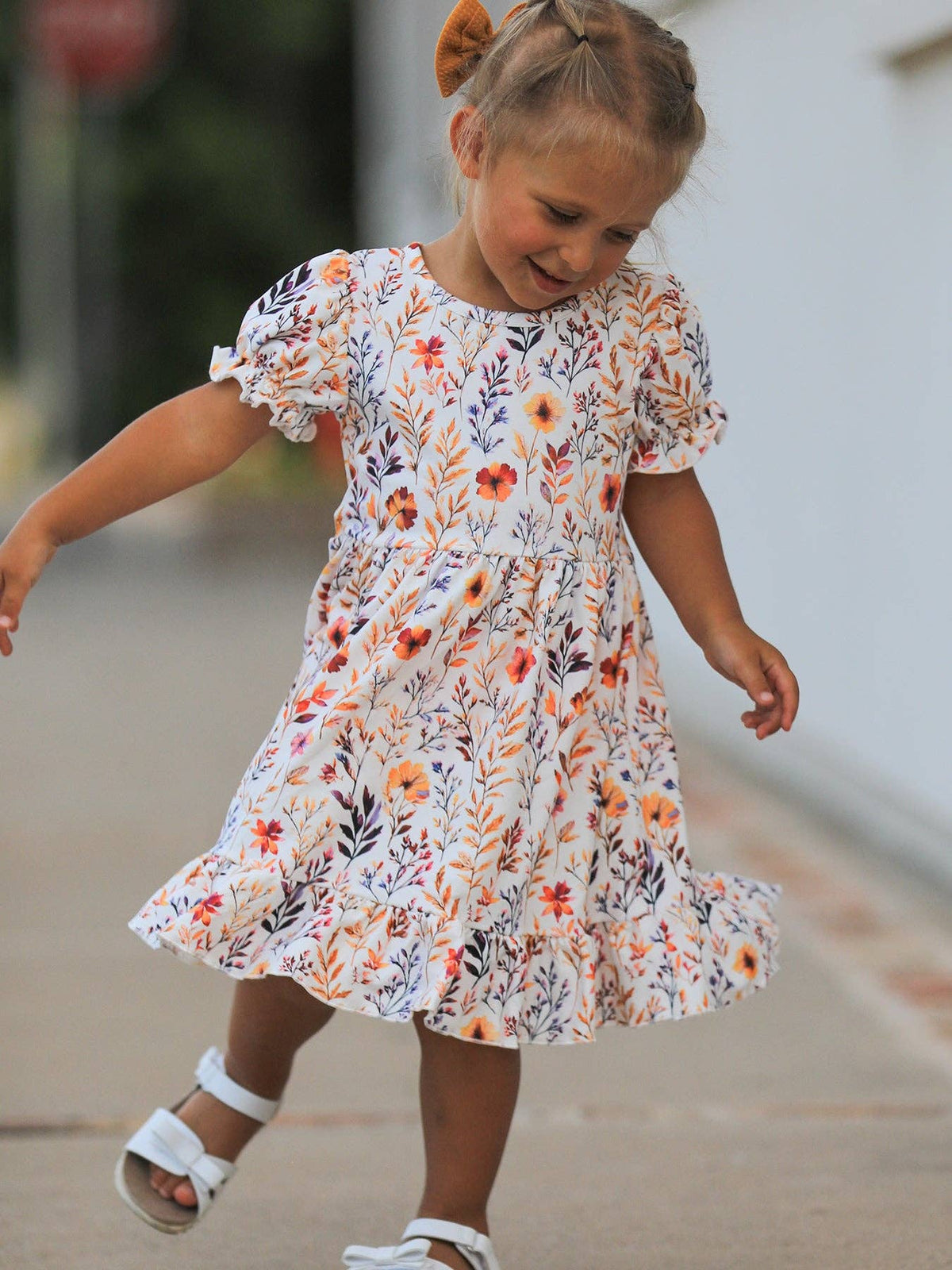 Ivory Fall Floral Twirl Dress