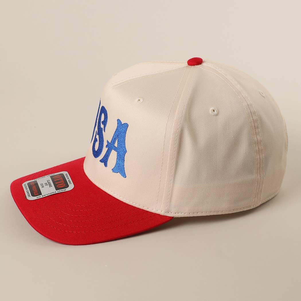 USA Typography Embroidered Two-Tone Trucker Hat