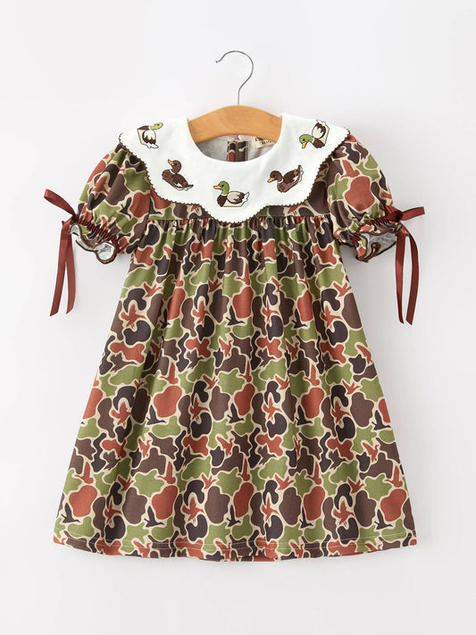 Darling Duck Camo Embroidered Dress