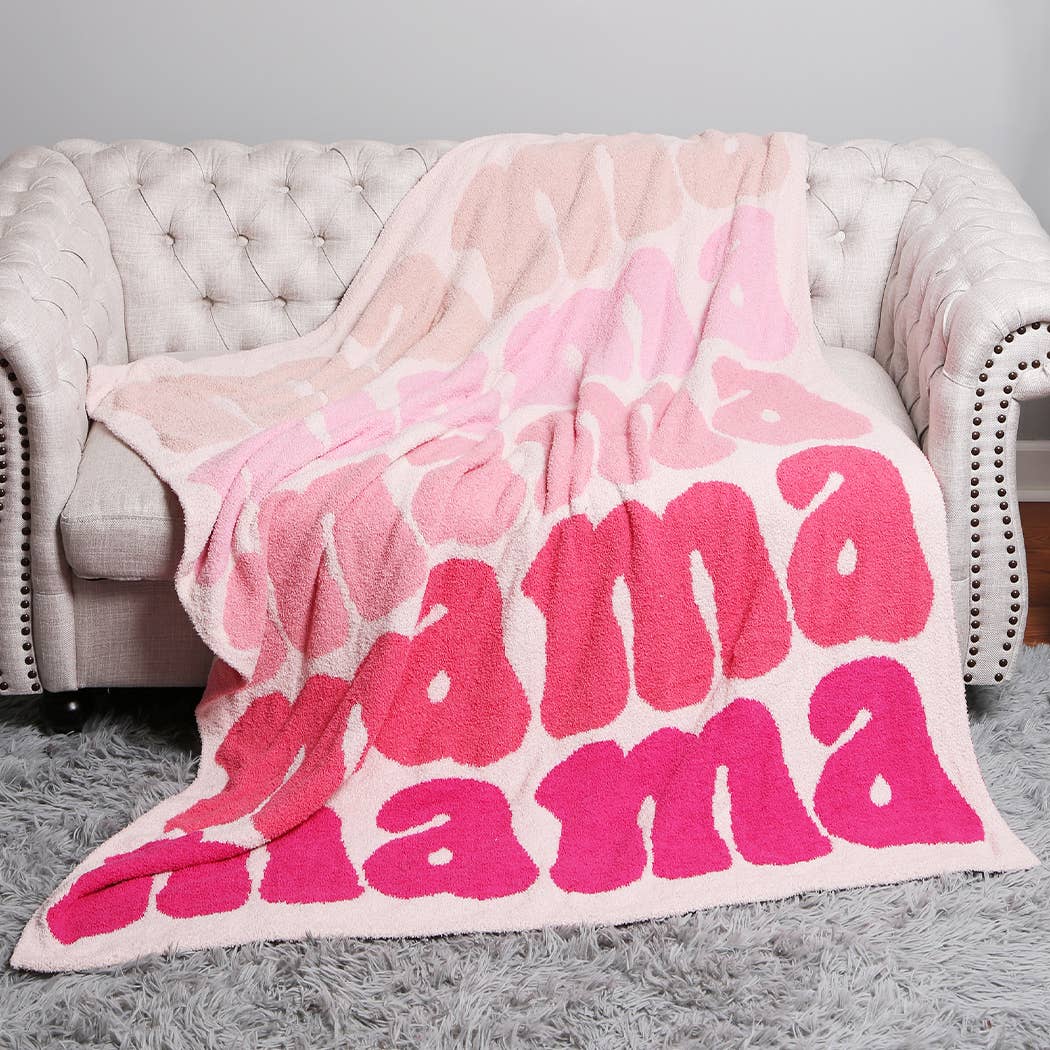 Mama Colorful Typography Luxe Throw