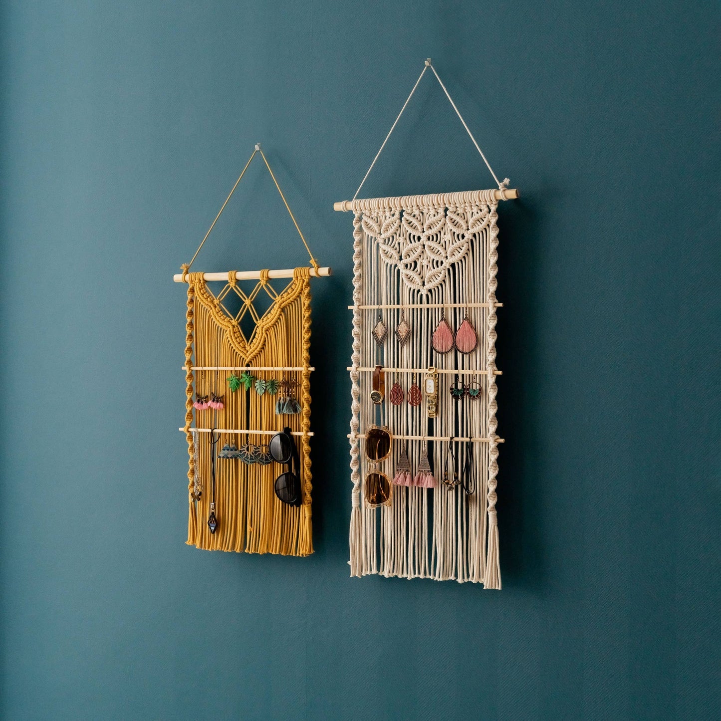 Ivory Boho Macrame Jewelry Hanger Organizer