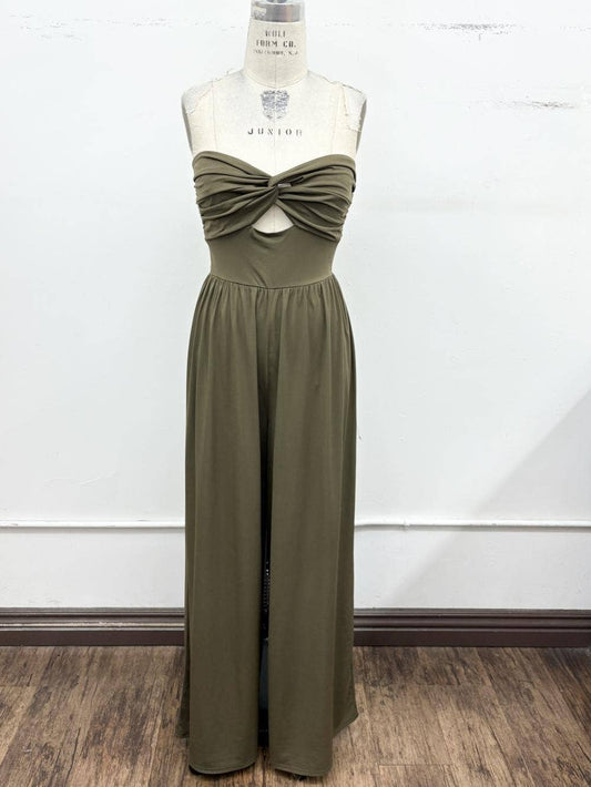 Sayonara Strapless Twist Front Wide Leg Jumpsuit