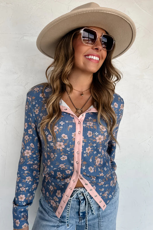Abby Snap Button Waffle Top