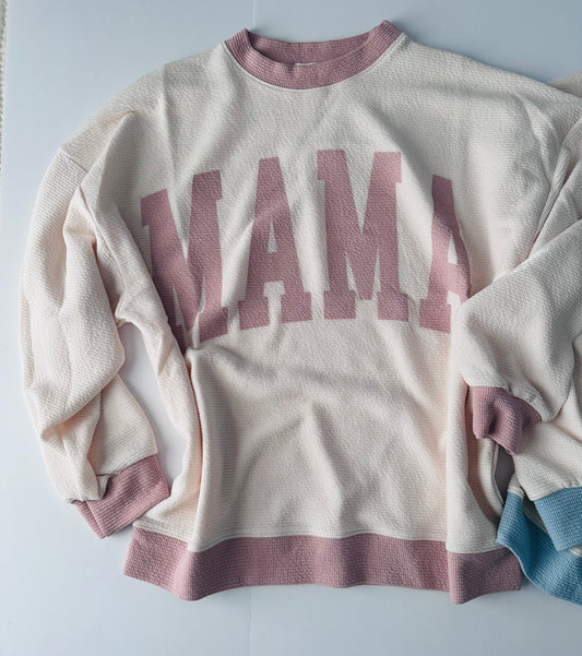 Mama Mauve Knit Colorblock Pullover RTS