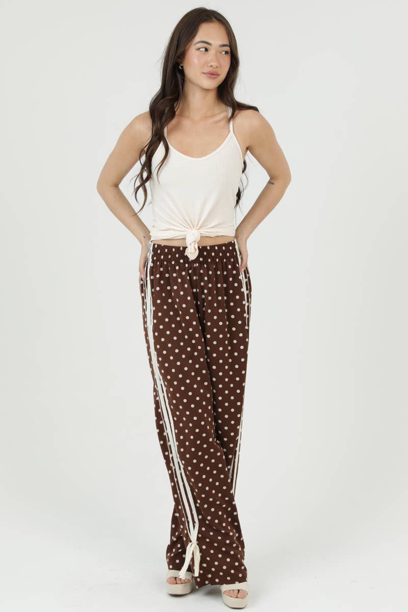 Polka Dot Wide-Leg Pant w/ Bows