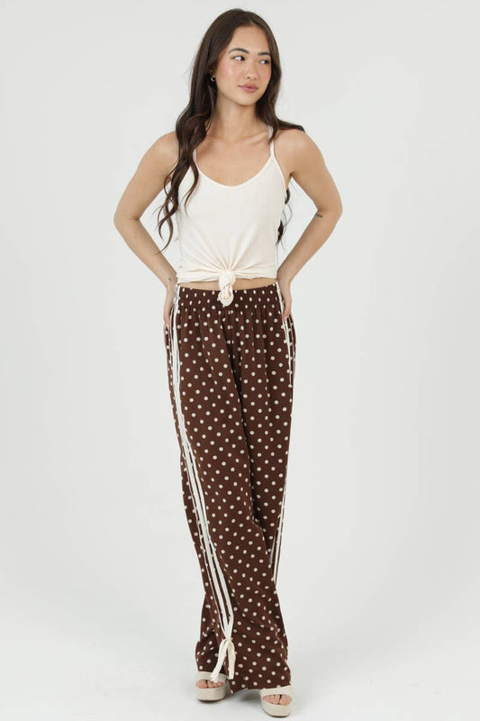 Polka Dot Wide-Leg Pant w/ Bows