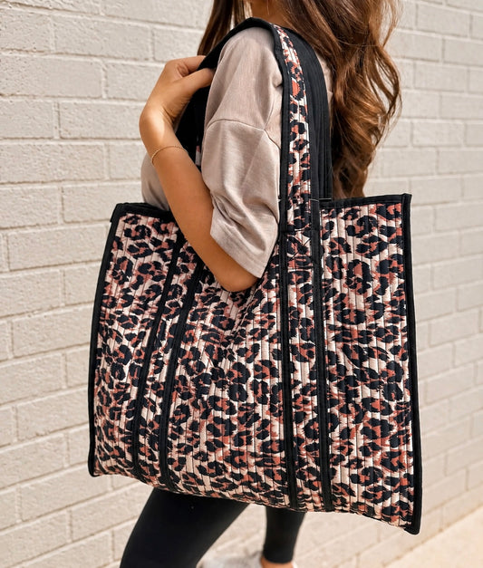 Leopard Quilted Tote Bag