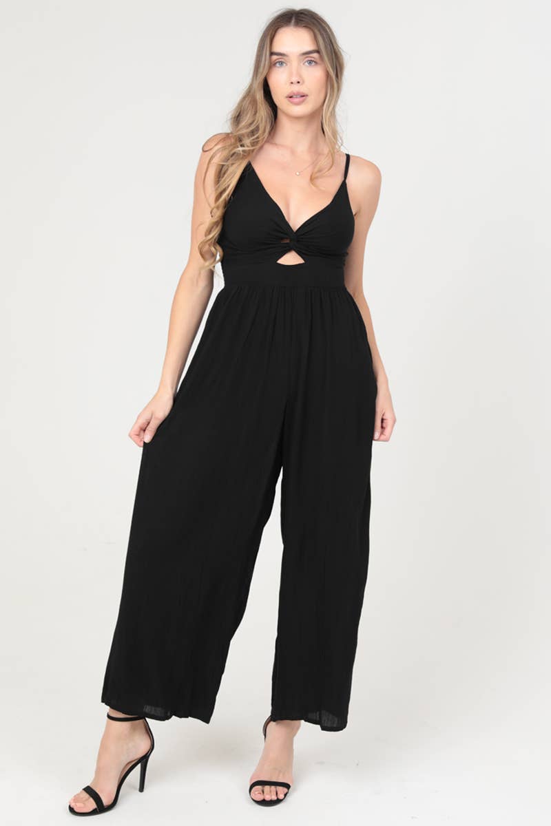 Stetson Twist Front Cutout Jumpsuit W/Pockets