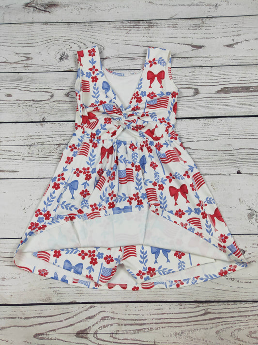 Girls Flower Coquette Patriotic Athletic Dress