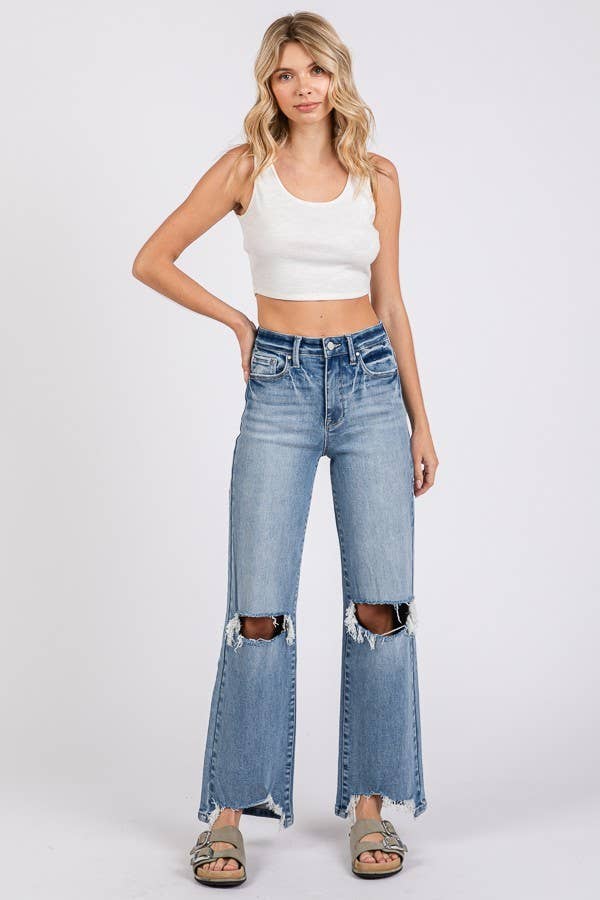 Megan High Rise Stretch Destroyed Hem