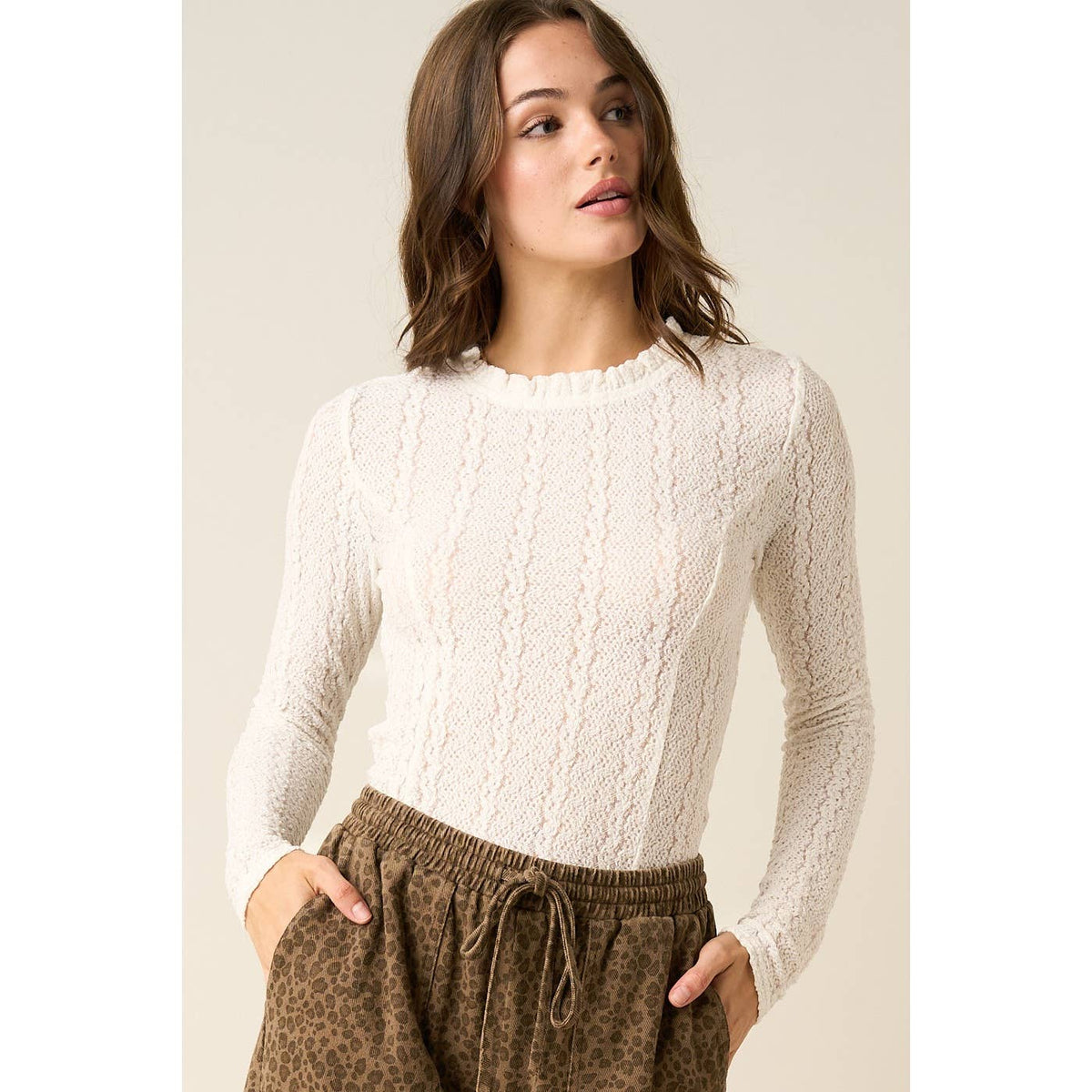 Yaya Textured Long Sleeve Top