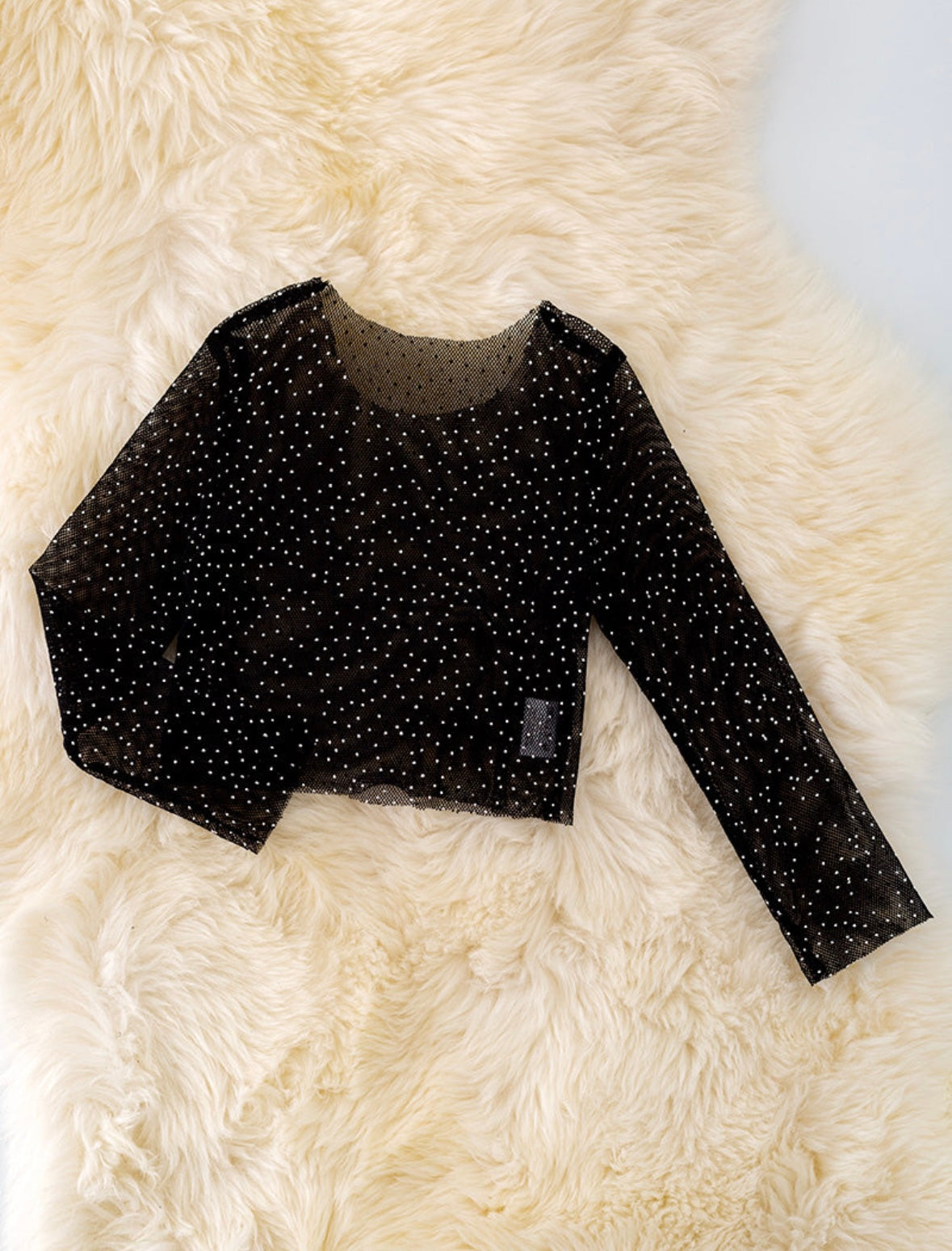 Girls Rhinestone Mesh Layering Tops