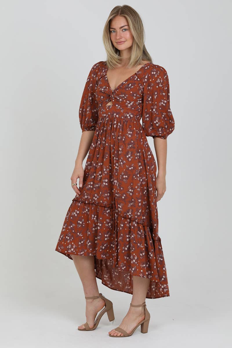 Patina Twist Front Cutout Maxi Dress w/Slit