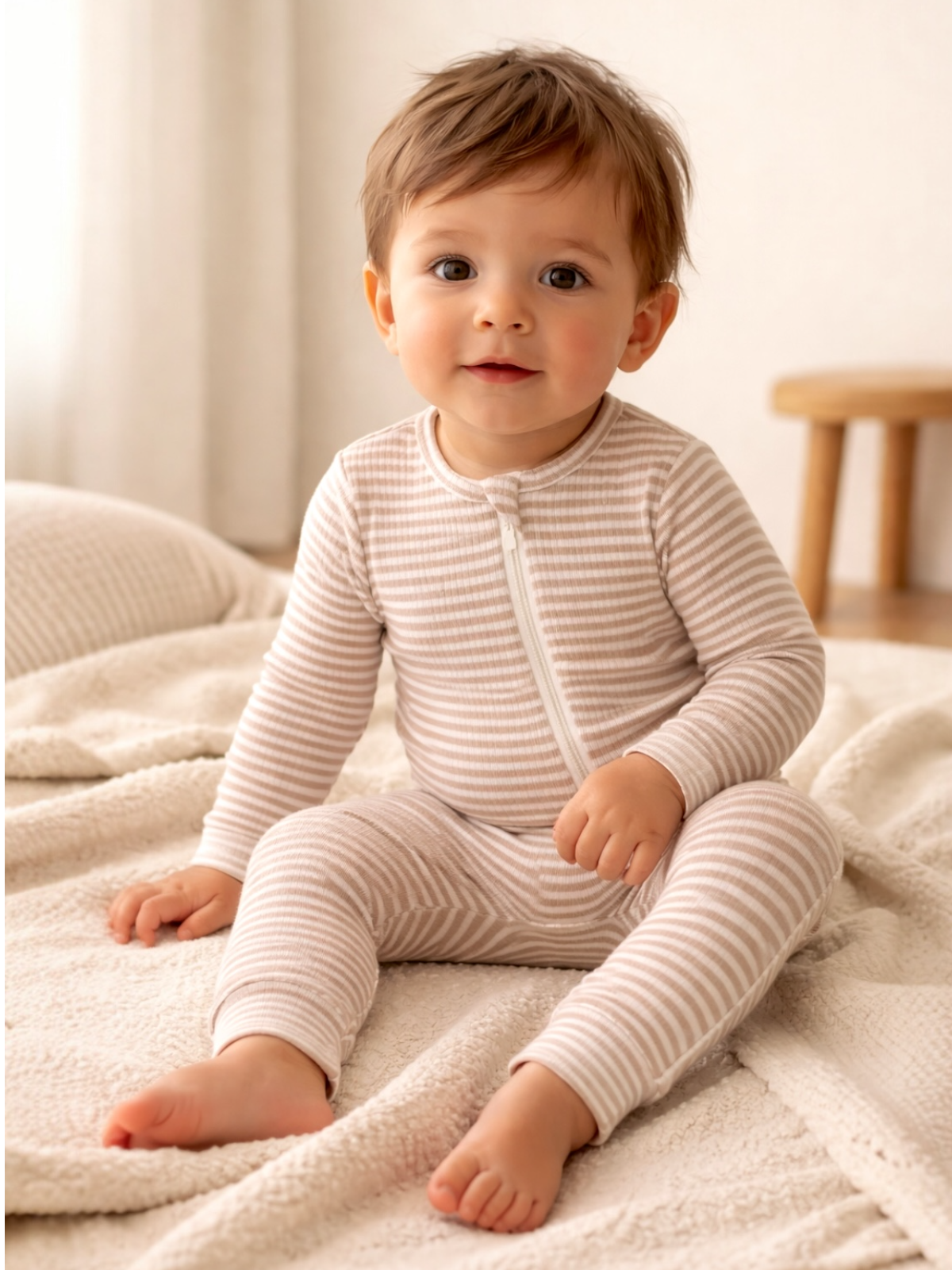 Neutral Nelly Striped 2-Way Zip Sleeper