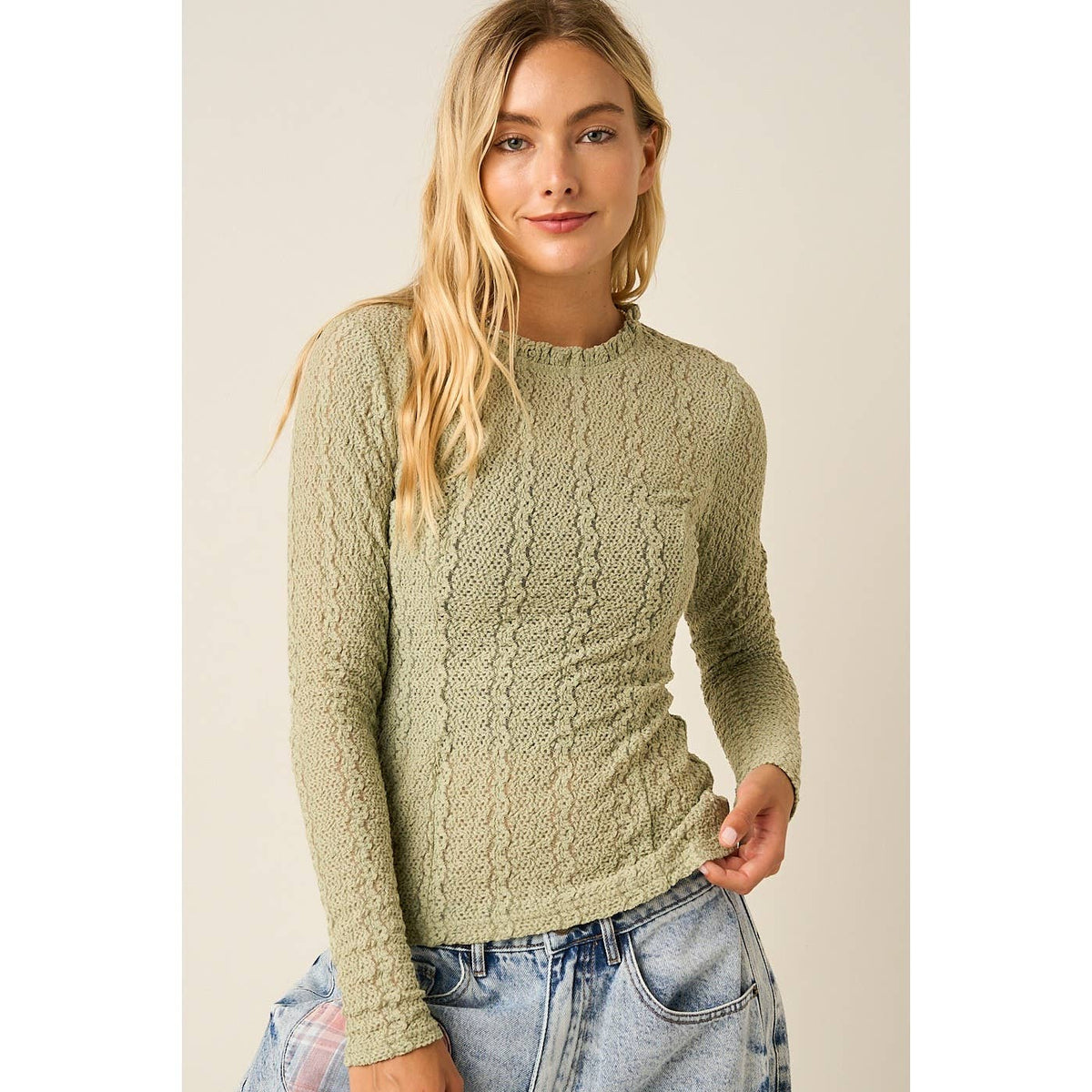 Yaya Textured Long Sleeve Top