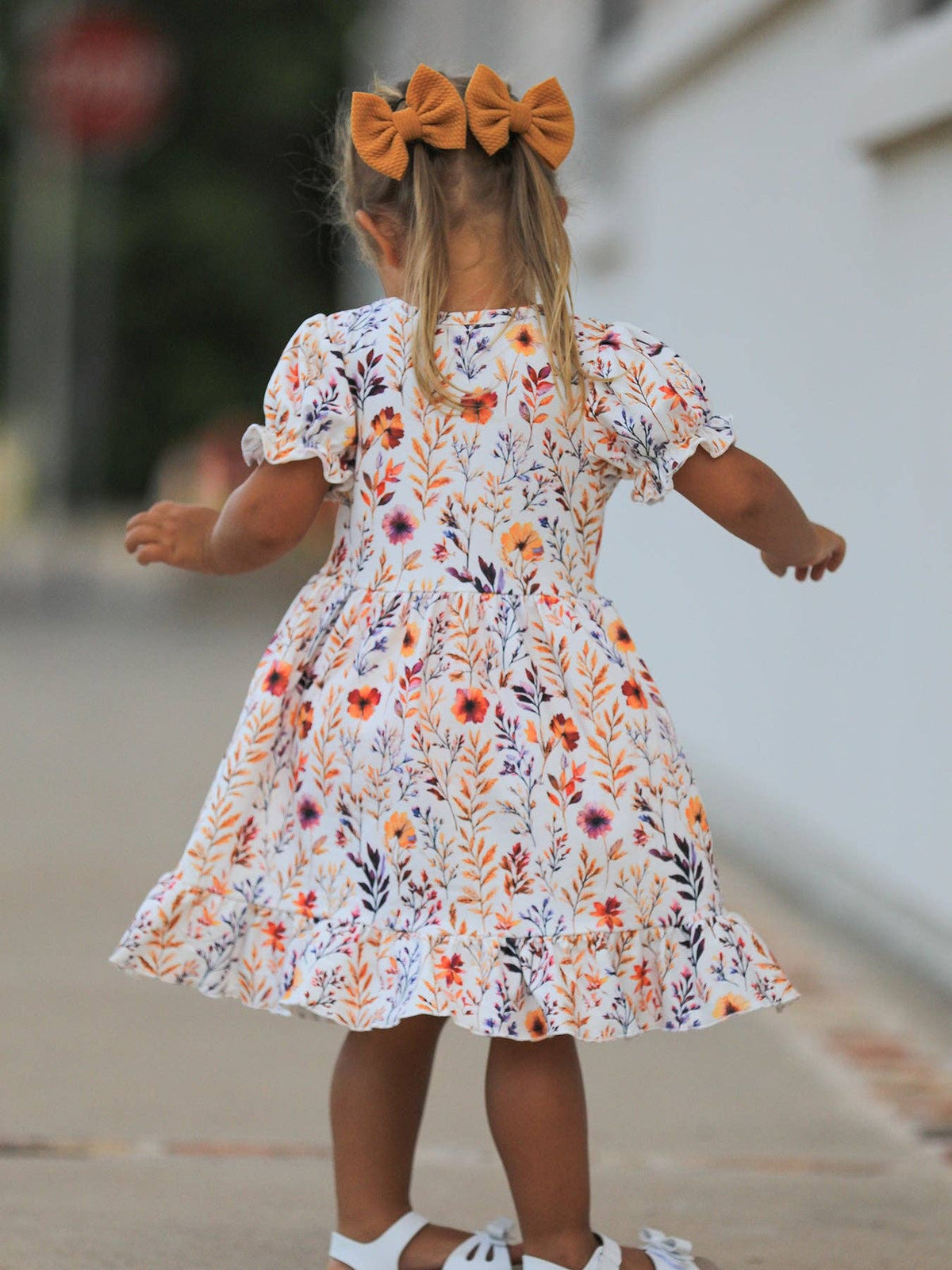 Ivory Fall Floral Twirl Dress