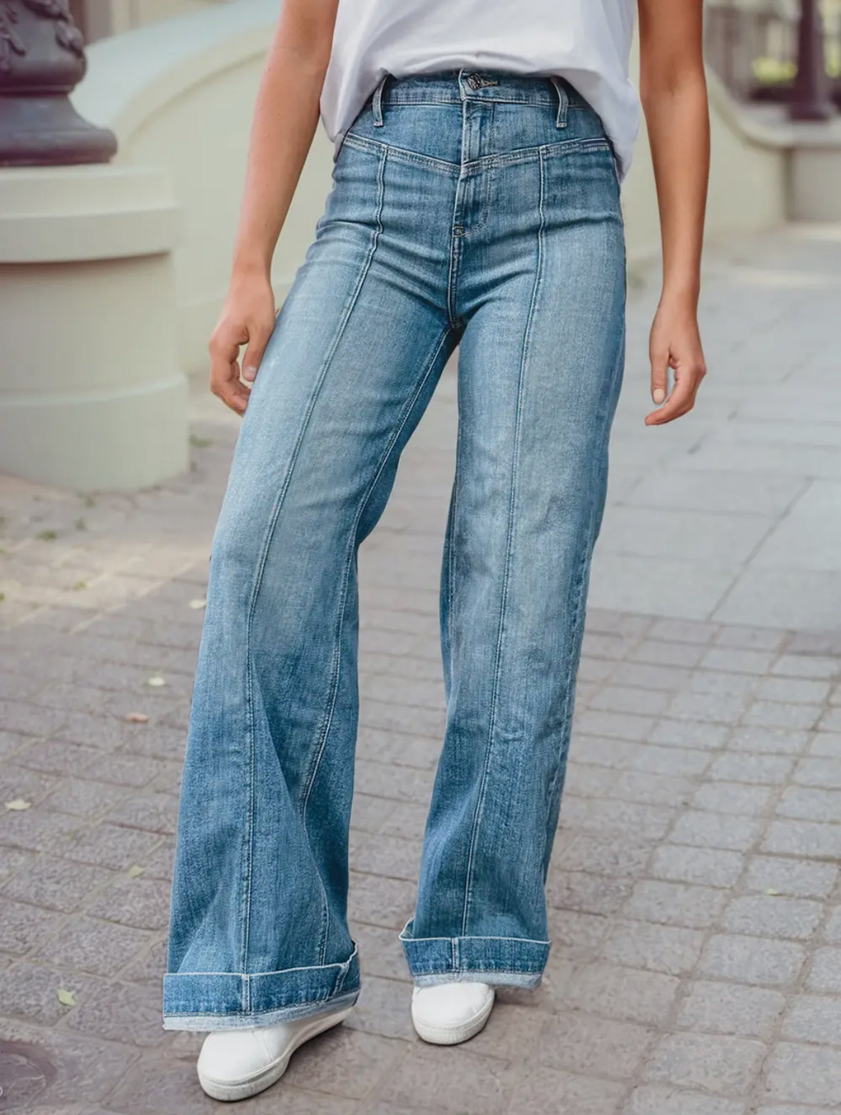 Hayley High Rise Center Seam Straight Cut Denim