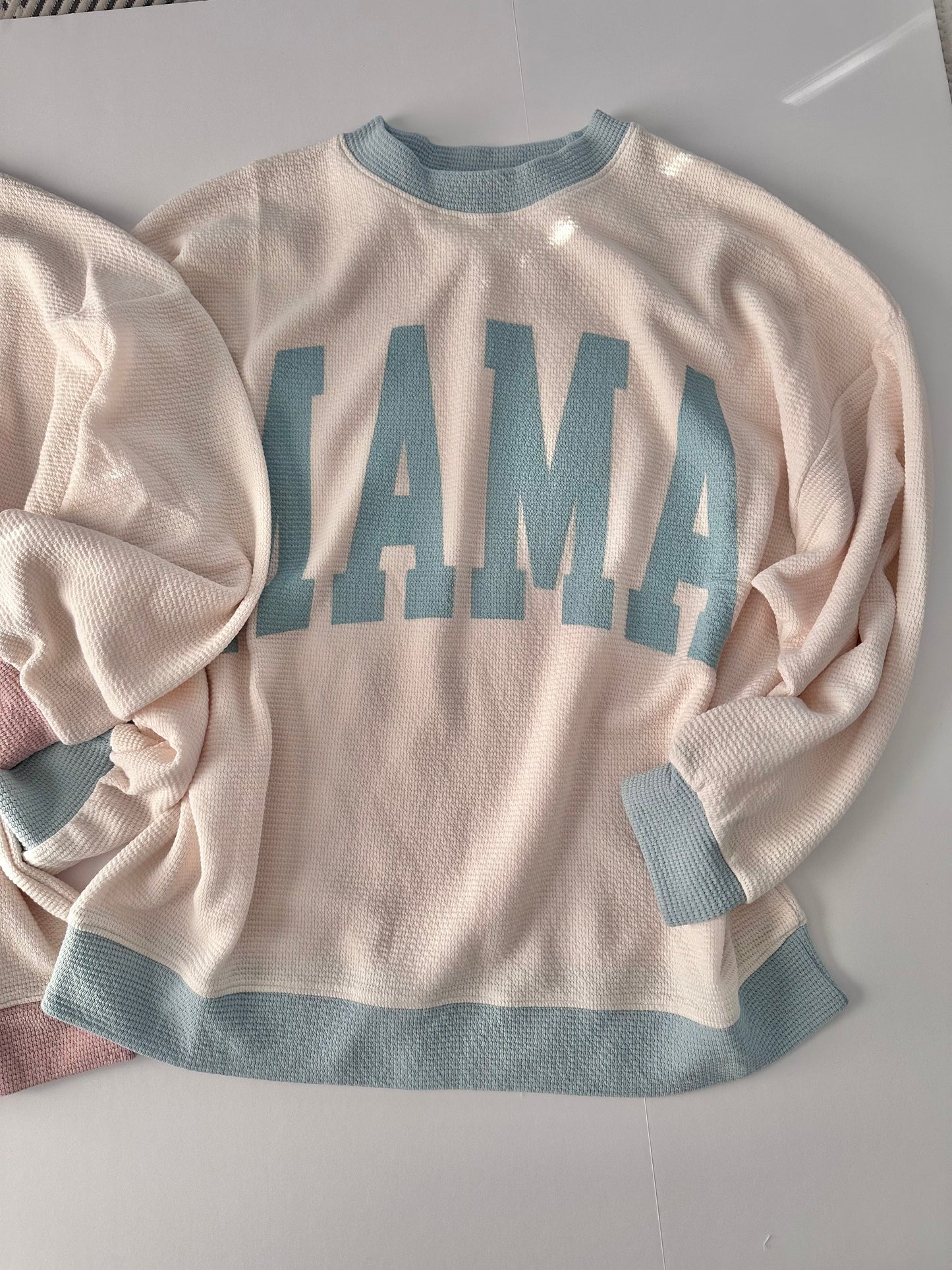Mama Baby Blue Knit Colorblock Pullover RTS