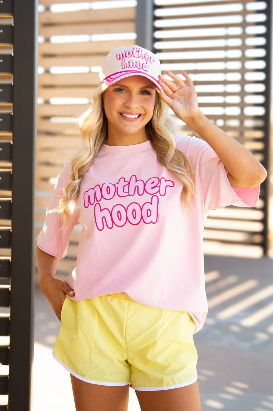 Motherhood on Pink Relaxed Graphic Tee