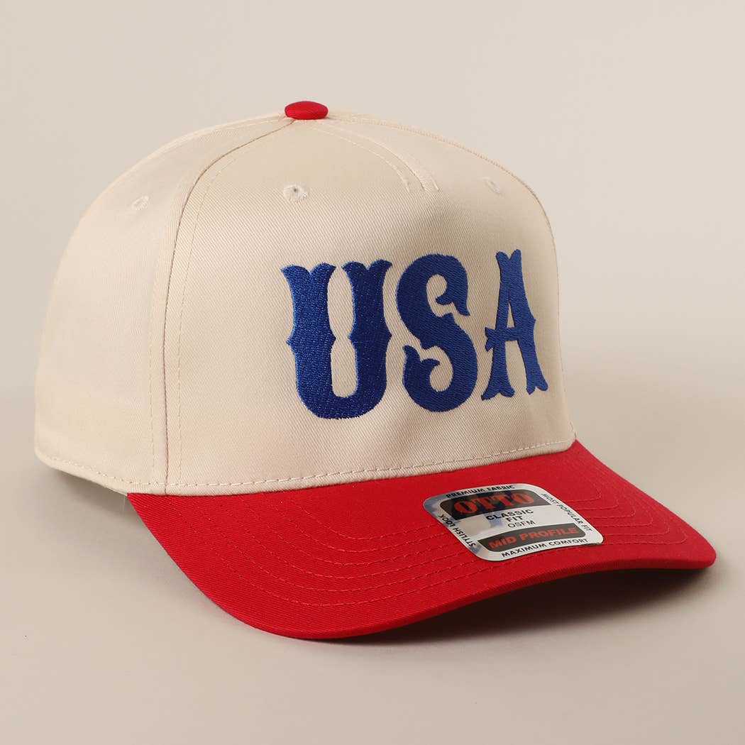 USA Typography Embroidered Two-Tone Trucker Hat
