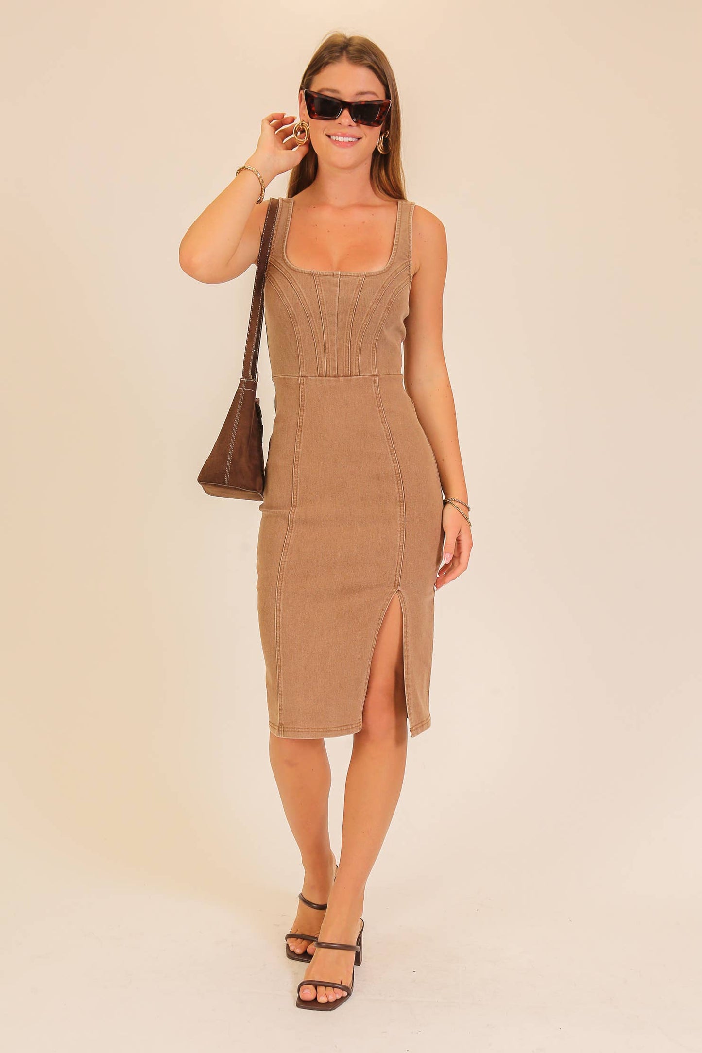 Sable Rodeo Nights Midi Stretchy Denim Dress